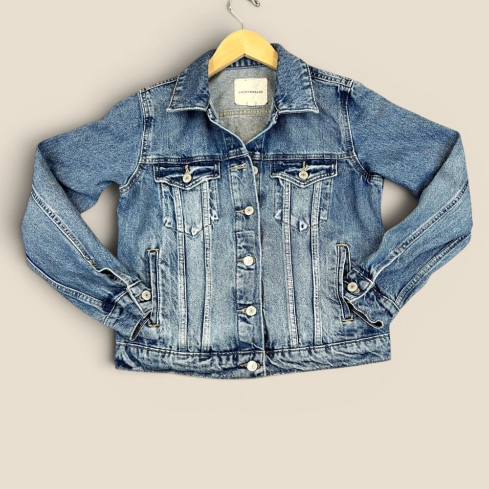 Lucky Brand Denim Jacket Womens Small Blue Classic Trucker Cotton Outerwear